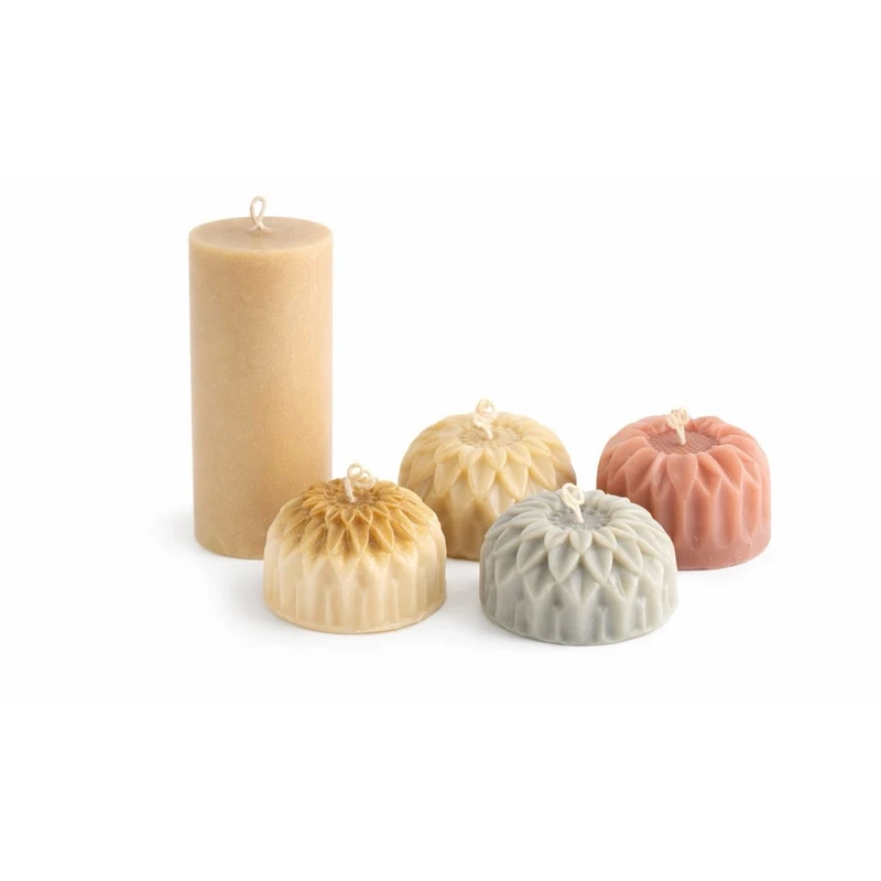 شمع دست‌ساز معطر مدل گلدن رز با رایحه آدامس بادکنکی زمان اتمام 12 ساعت مجموعه 5 عددی