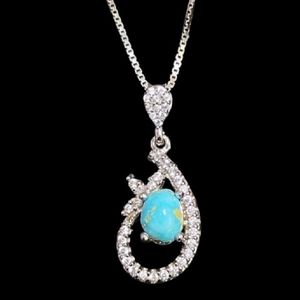 گردنبند نقره زنانه مدل سنگ فیروزه کد 4500