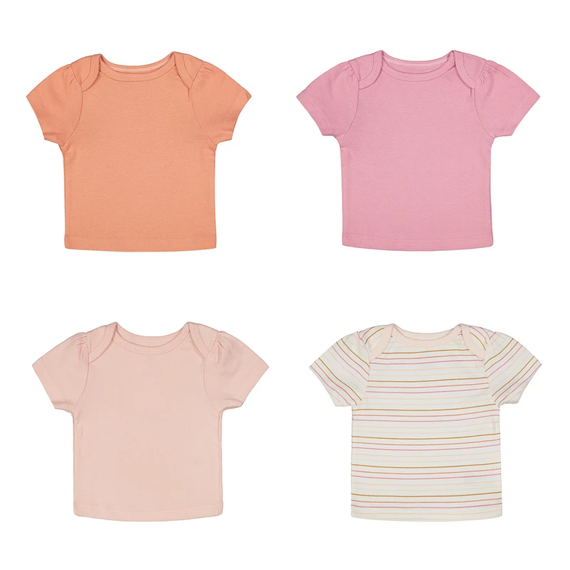 تی شرت آستین کوتاه نوزادی هومنیتی مدل wybgtspk4 بسته 4 عددی