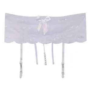 نگهدارنده جوراب زنانه مدل مرواریدی رنگ سفید