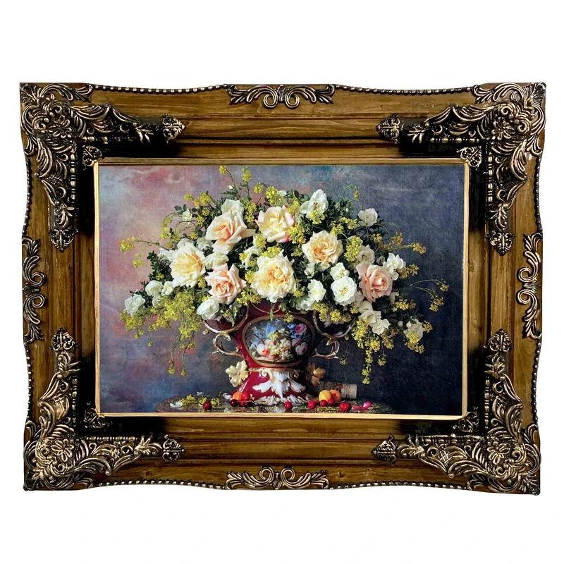 تابلو فرش ماشینی مدل گلدان گل کد 8956