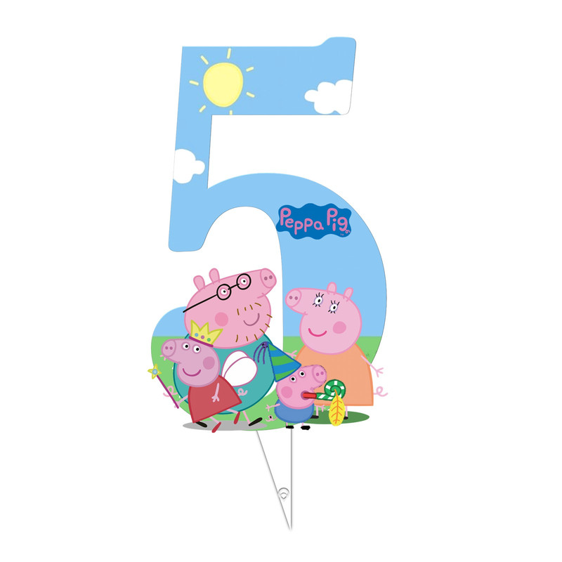 تاپر تولد طرح عدد 5 مدل پپاپیگ و دوستان