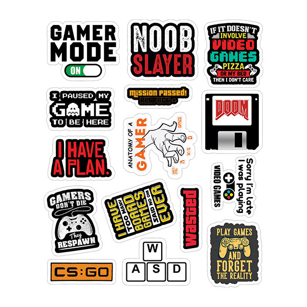 استیکر لپ تاپ توییجین و موییجین طرح gamer کد 02 مجموعه 15 عددی