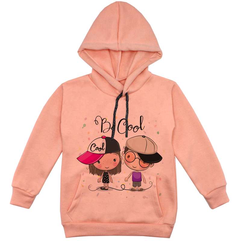 هودی دخترانه مدل دختر و پسر F41 رنگ گلبهی