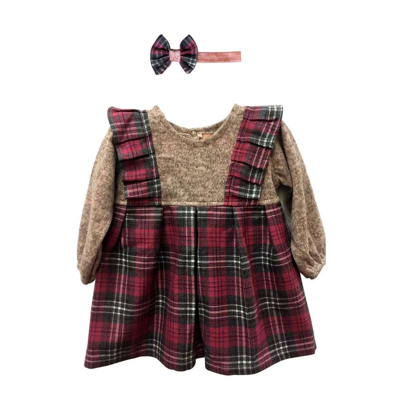 ست پیراهن و هدبند نوزادی مدل یلدا کد 2323