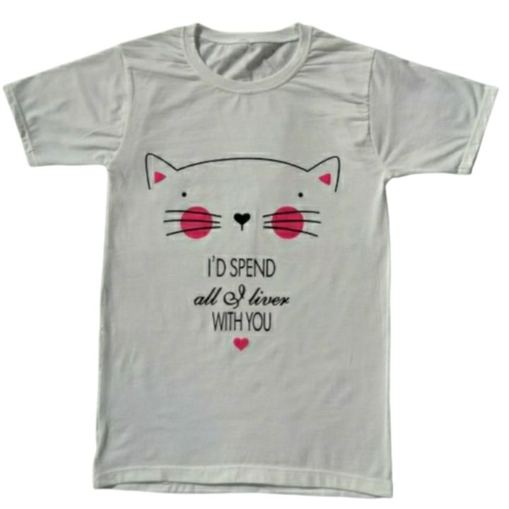 تی شرت آستین کوتاه دخترانه مدل گربه زیبا