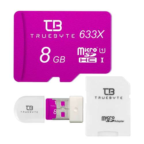 کارت حافظه microSD HC تروبایت مدل 633X کلاس 10 استاندارد سرعت UHS-I U1 سرعت 95MBps ظرفیت 8 گیگابایت به همراه آداپتور SD و کارت خوان