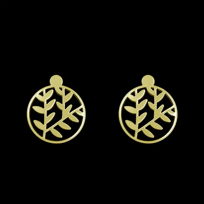 گوشواره طلا 18 عیار زنانه مدوپد مدل برگ کد GA1-14974