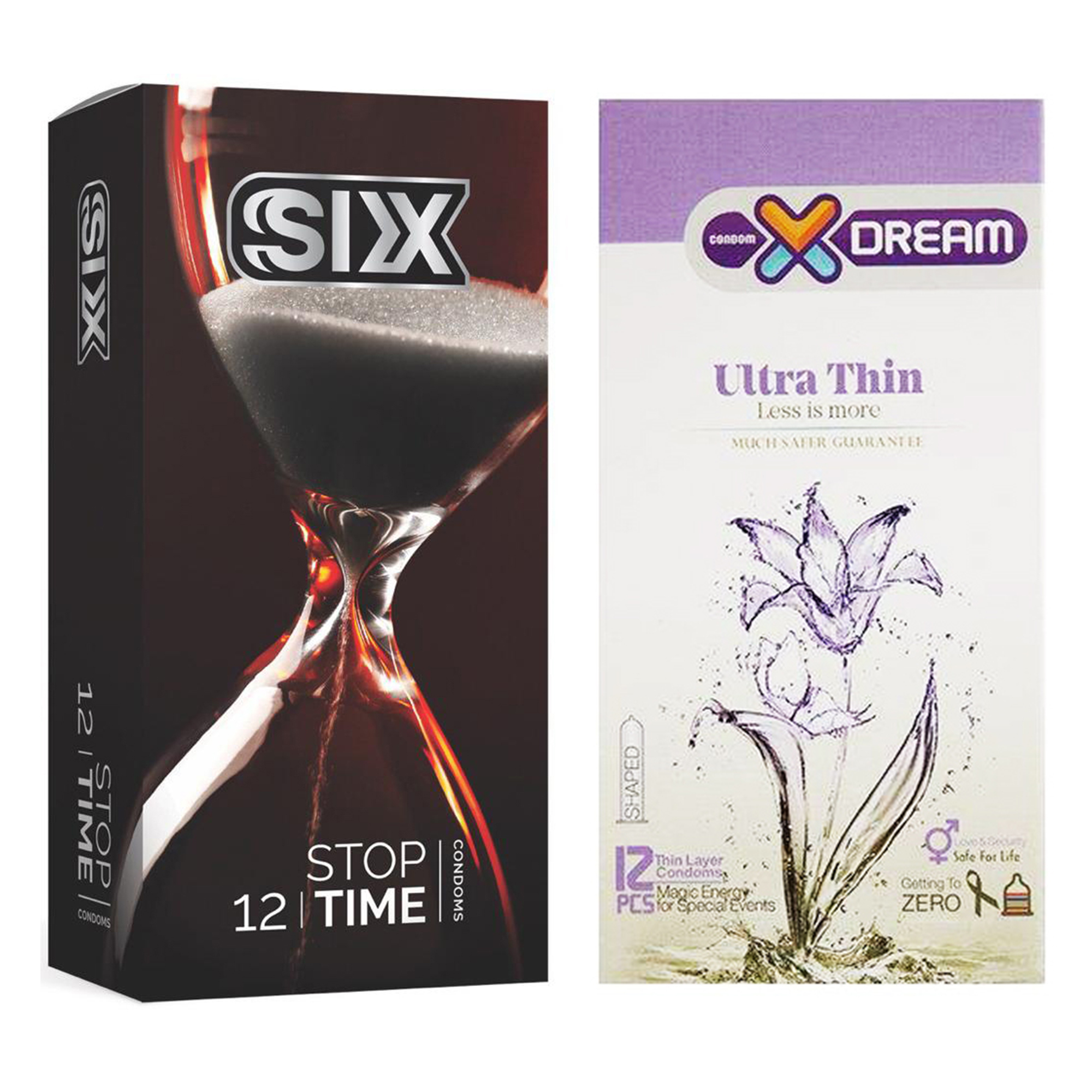  کاندوم سیکس مدل Stop Time بسته 12 عددی به همراه کاندوم ایکس دریم مدل Ultra Thin بسته 12 عددی