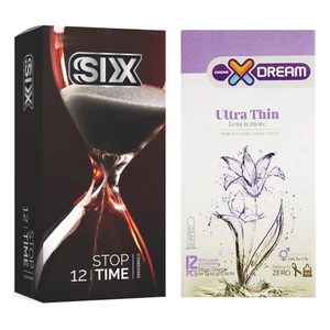 کاندوم سیکس مدل Stop Time بسته 12 عددی به همراه کاندوم ایکس دریم مدل Ultra Thin بسته 12 عددی