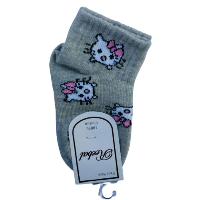 جوراب دخترانه مدل نیم ساق کش طرح کیتی Zha555