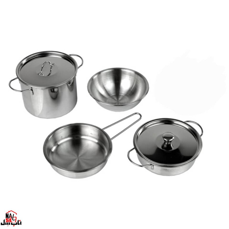 ست اسباب بازی آشپزخانه ناب سل مدل ظروف استیل مدل مجموعه 11 عددی