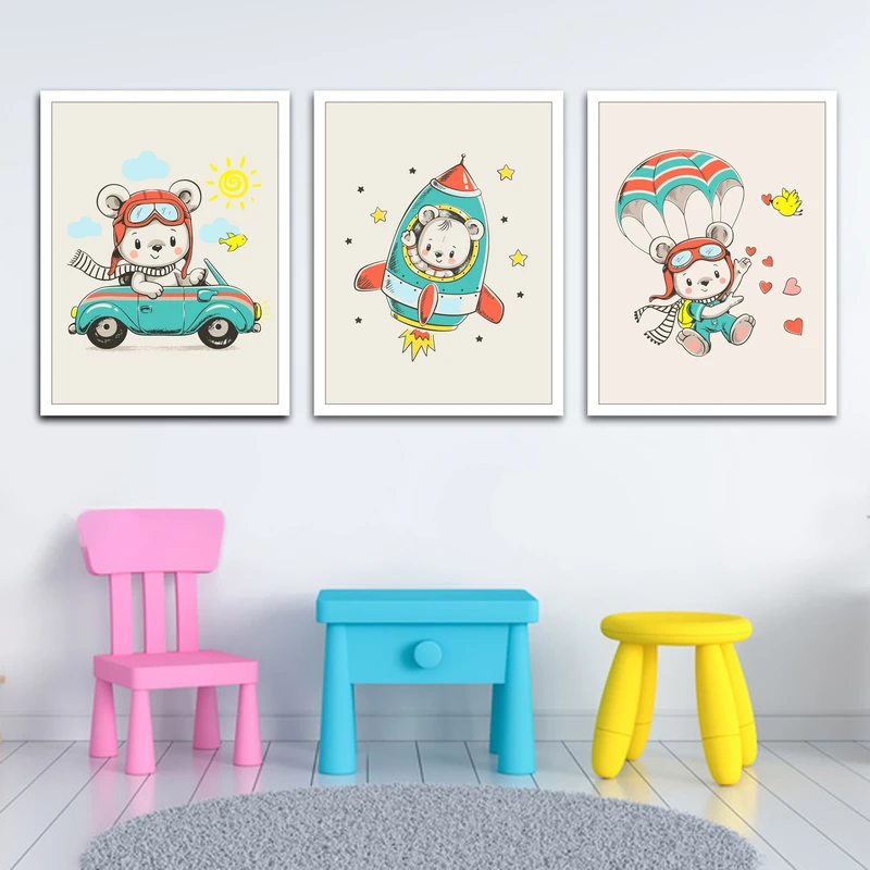 تابلو اتاق کودک و نوزاد آرت سون مدل K055 مجموعه 3 عددی