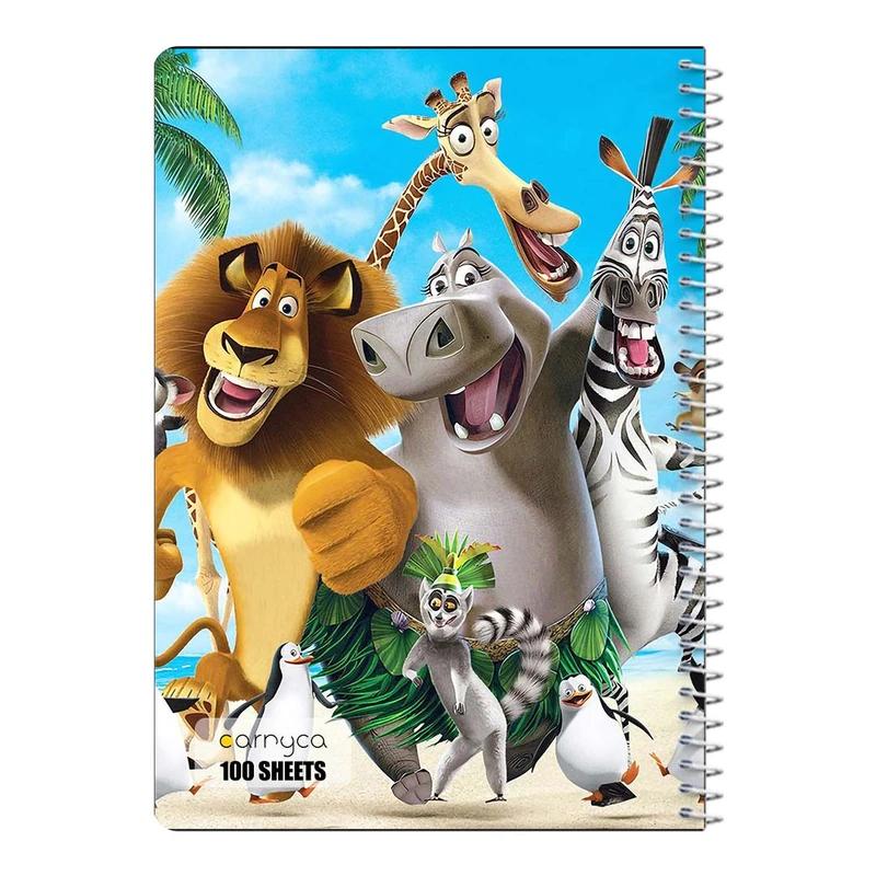 دفتر مشق 100 برگ سیمی کارنیکا طرح ماداگاسکار Madagascar کد 49226