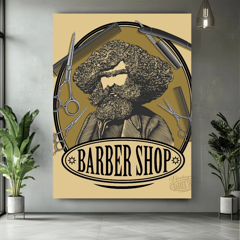 تابلو بوم طرح مخمل BARBER SHOP مدل آرایشگاه کد M378
