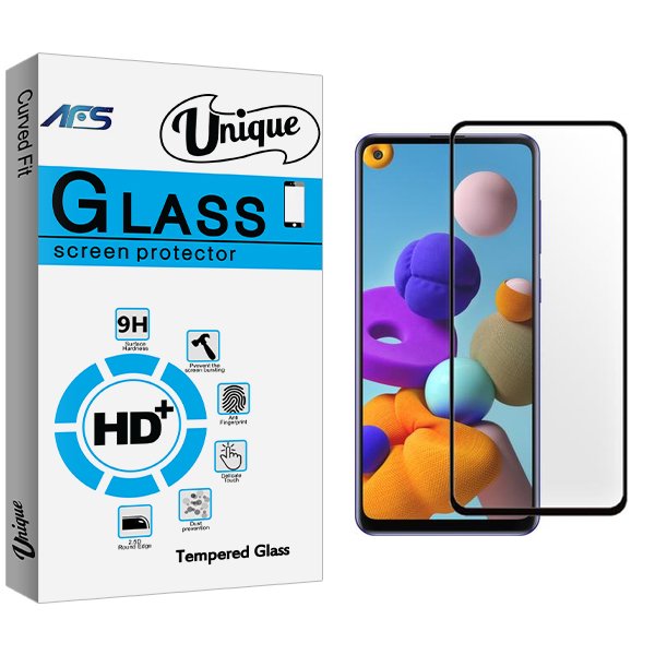 محافظ صفحه نمایش شیشه ای ای اف اس مدل Unique مناسب برای گوشی موبایل سامسونگ Galaxy A21s