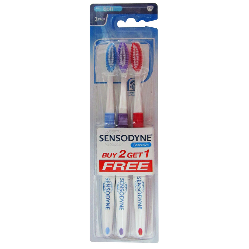 مسواک سنسوداین مدل Sensitive با برس نرم بسته 3 عددی