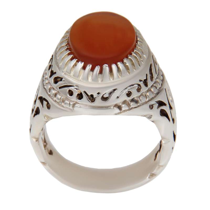 انگشتر نقره مردانه بازرگانی میلادی مدل سنگ عقیق یمانی کد AM_2301