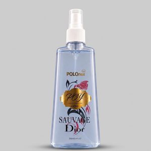 بادی اسپلش مردانه پی او وای مدل SAUVAGE Dior حجم 250 میلی‌لیتر با رایحه تند و خنک