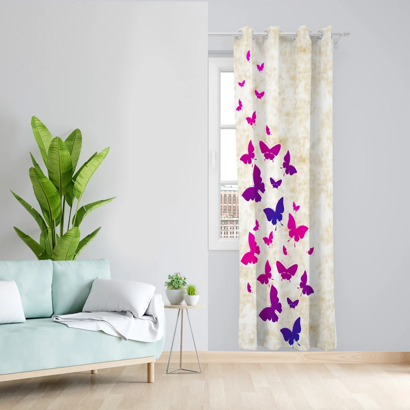 پرده طرح پروانه مدل مخمل پانچی کد 4291 z سایز 140x200 سانتی متر