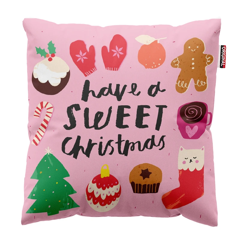 کوسن پاد آفرین مدل کریسمس طرح بابانوئل کاج گوزن آدم برفی کد PK302459 سایز 30*30 سانتی متر