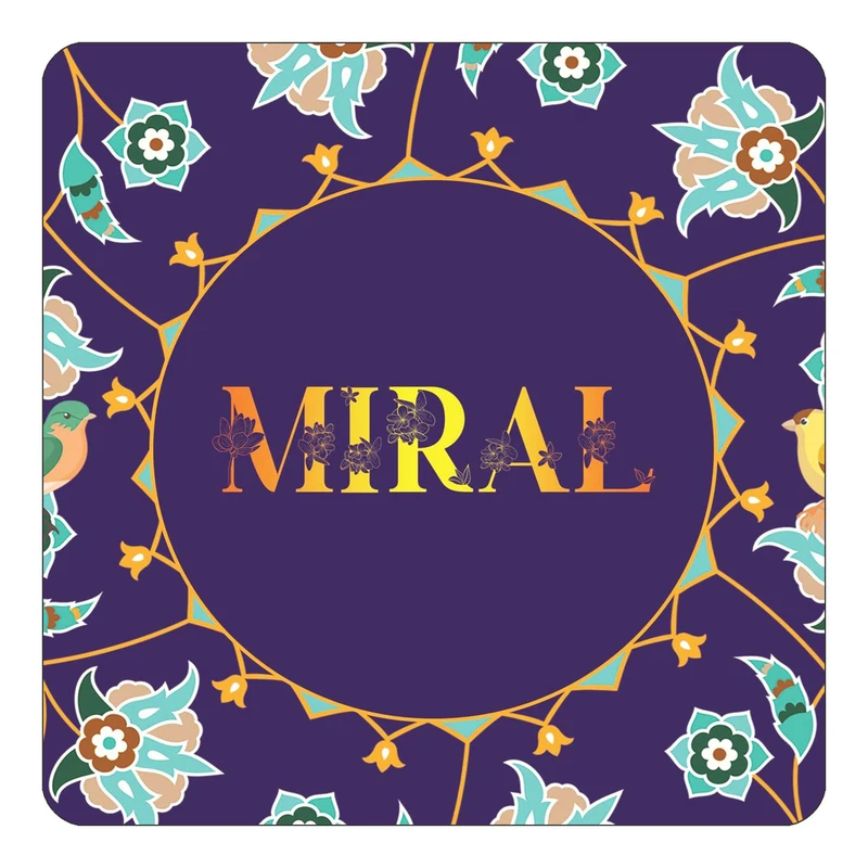 مگنت کاکتی طرح اسم میرال miral مدل گل و بلبل کد mg15479