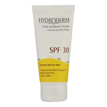 کرم ضدآفتاب بی‌رنگ هیدرودرم SPF30، مناسب پوست‌های نرمال و خشک، حجم 50 میلی‌لیتر