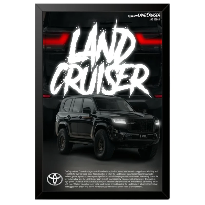 تابلو بکلیت طرح ماشین و خودرو تویوتا لندکروز Toyota LandCruiser مدل B-po1986 فریم مشکی