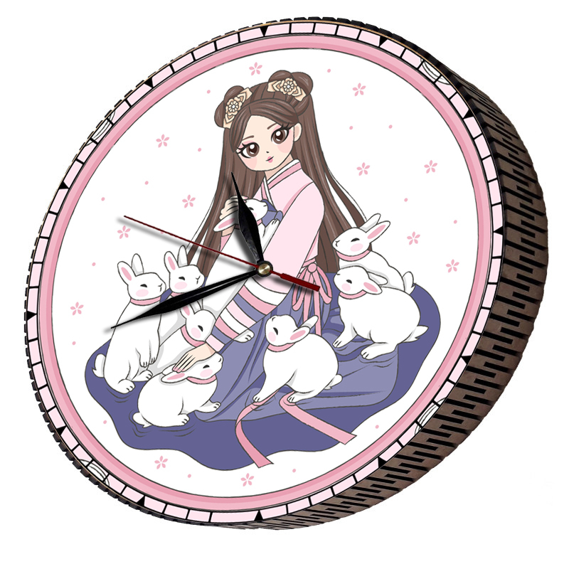 ساعت دیواری کودک مدل دختر و خرگوش ها