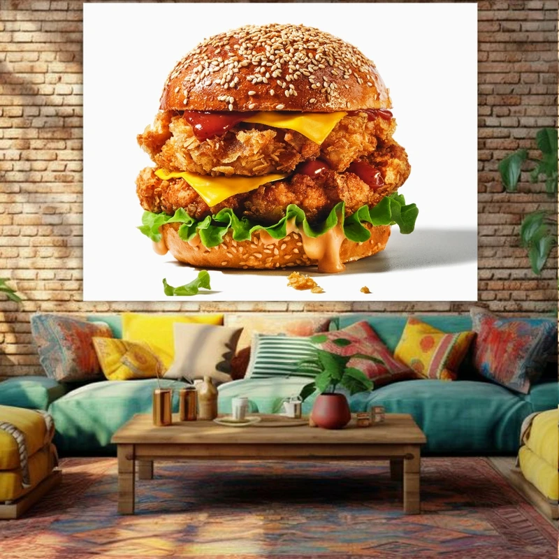 تابلو بوم طرح مخمل غذا مدل چیکن برگر کد GR656