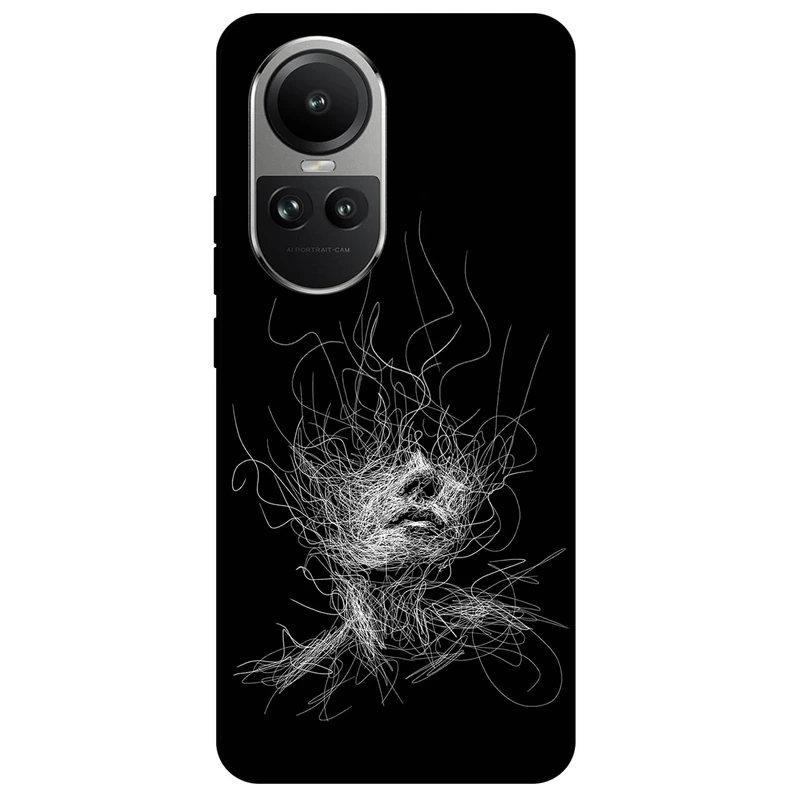 کاور مگافون طرح اسکچ صورت مدل 7423 مناسب برای گوشی موبایل اوپو Reno 10 5G