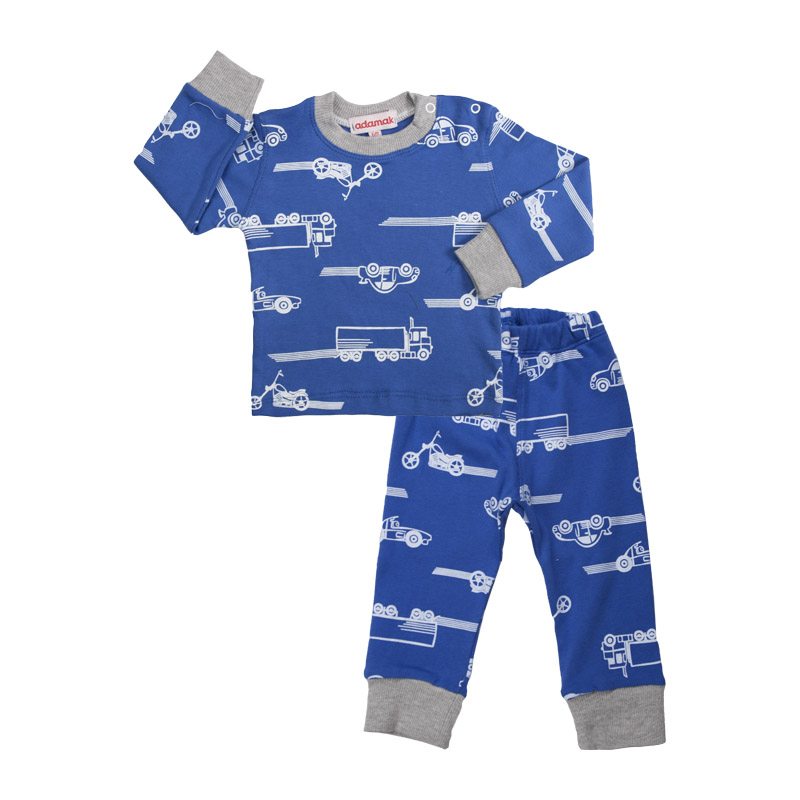 ست تی شرت استین بلند و شلوار نوزادی آدمک مدل 2174 کد 118332 رنگ آبی