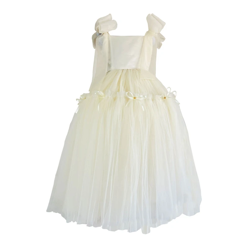 پیراهن بدون آستین یقه خشتی دخترانه مدل مجلسی بلند السا