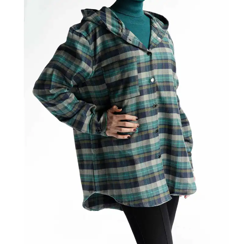 مانتو زنانه جوتی جینز مدل کلاهدار کد 166185 رنگ سبز