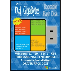 سیستم عامل Windows 11 10 Pro. Ent. 4In1 X64 Driver Pack 2023 Office 2016-19-21 نشر مایکروسافت