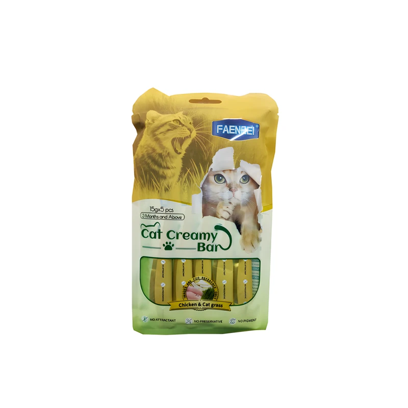 بستنی گربه فنبی مدل Creamy Bar طعم مرغ و علف گربه وزن 75 گرم