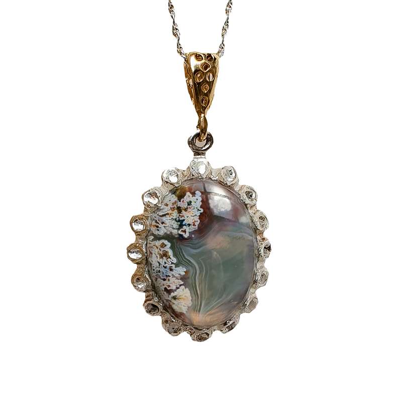 گردنبند نقره زنانه مدل عقیق شجر