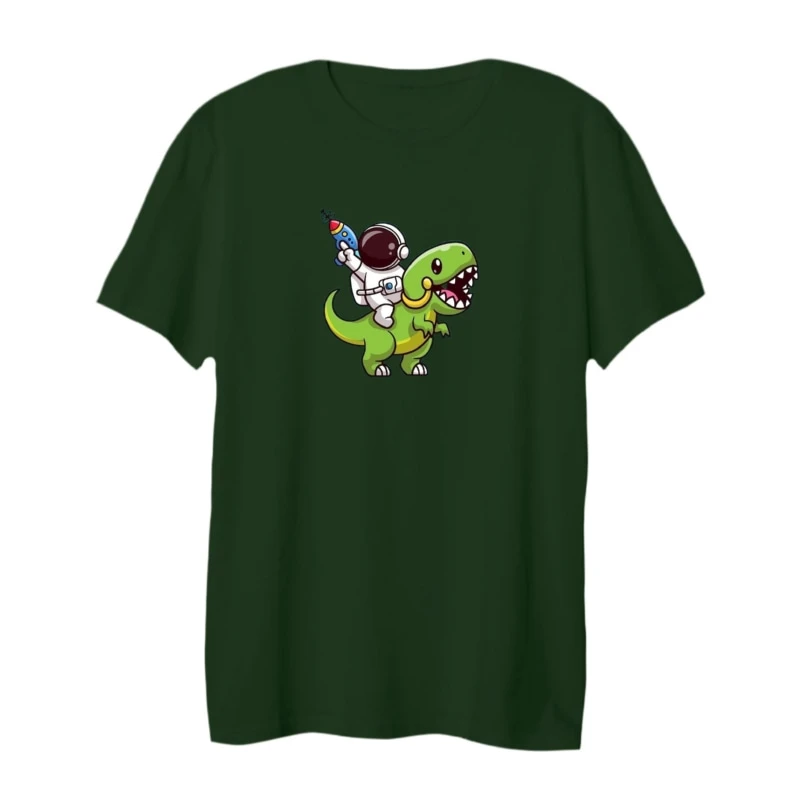 تی شرت لانگ آستین کوتاه زنانه مدل فضانورد و دایناسور