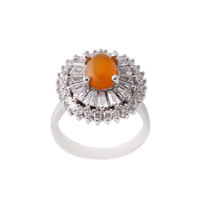 انگشتر نقره زنانه مدل عقیق شرف الشمس کد  FR0006