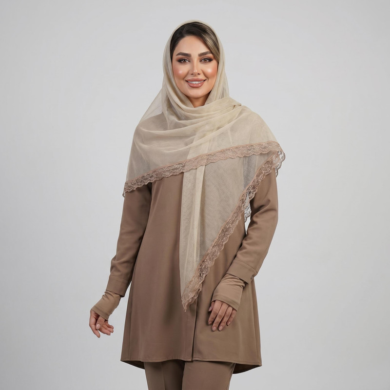 روسری زنانه مدل گیپور شاین مجلسی کد ۰۰۱۲۲
