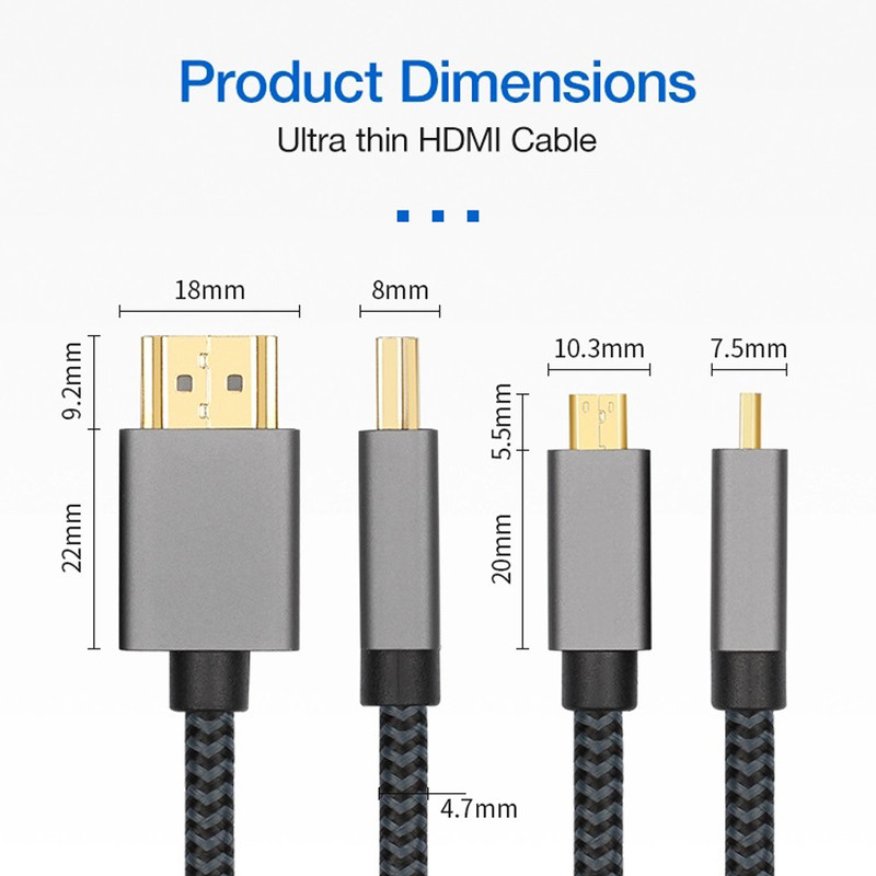 کابل تبدیل Micro HDMI به HDMI کابل HDMI یو اِل‌ تی یونیت مدل 4k طول 3 متر