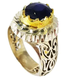 انگشتر نقره مردانه مدل  نگین یاقوت کبود 100111