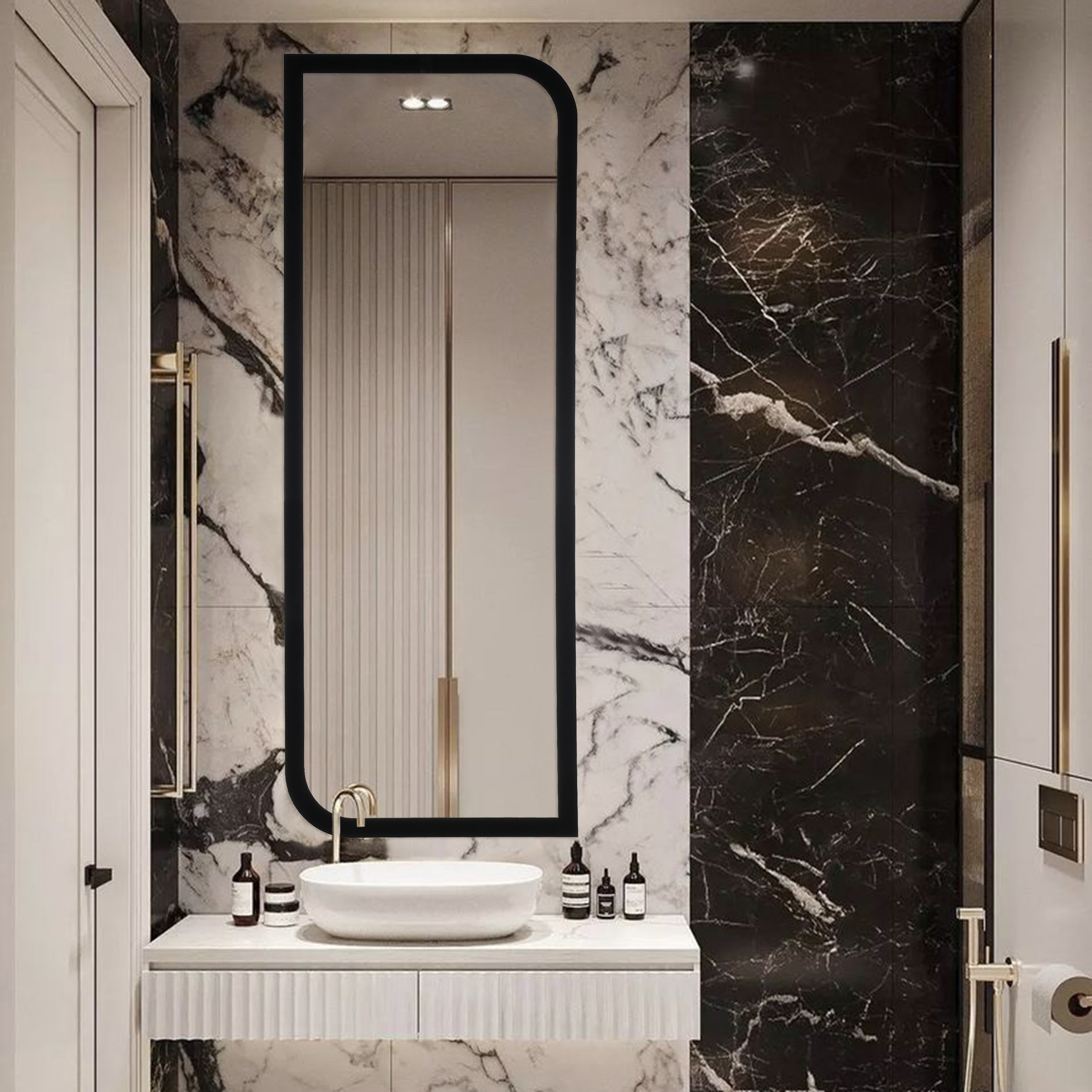 آینه سرویس بهداشتی الف مدل نیم قد بینا