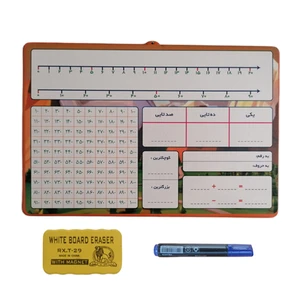 تخته وایت برد مدل دبستان دو کد 9420984 سایز 23×33 سانتی متر  به همراه ماژیک وایت برد و تخته پاک کن