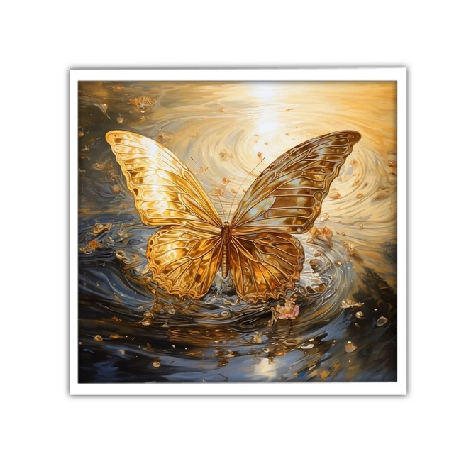 تابلو نوری بکلیت طرح پروانه طلایی مدل لایت باکس W-MID-19624