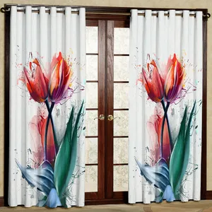 پرده مدل  گل لاله هازان پانچی کد 4240 سایز 140x200 سانتی متر