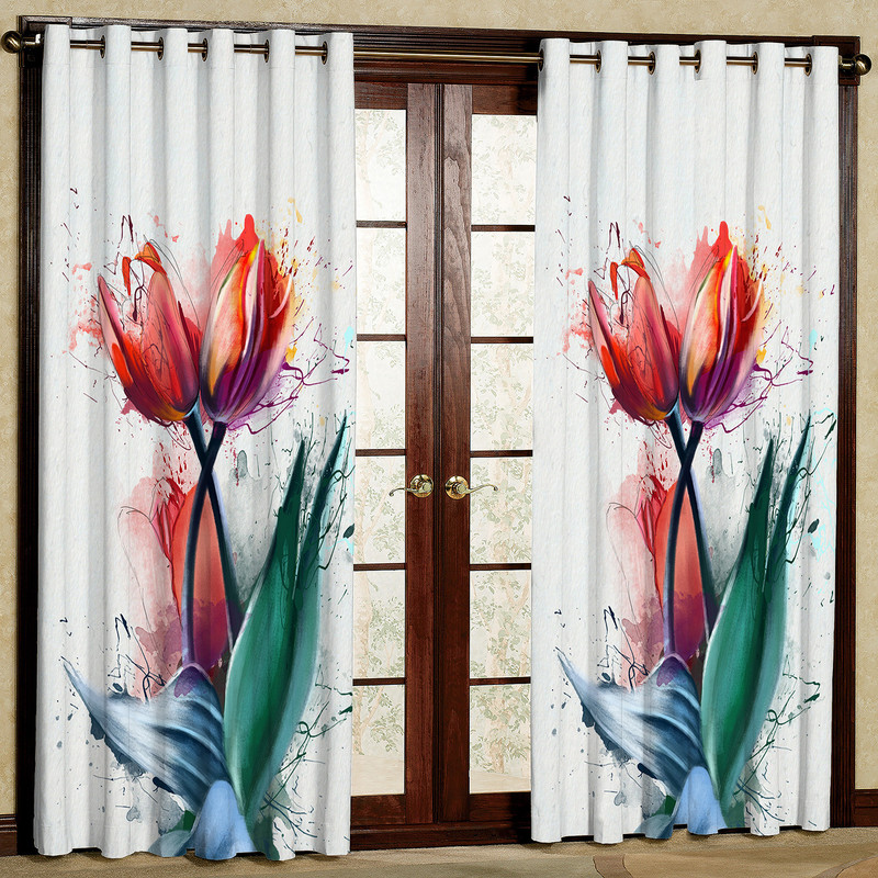 پرده مدل گل لاله هازان پانچی کد 4240 سایز 140x200 سانتی متر