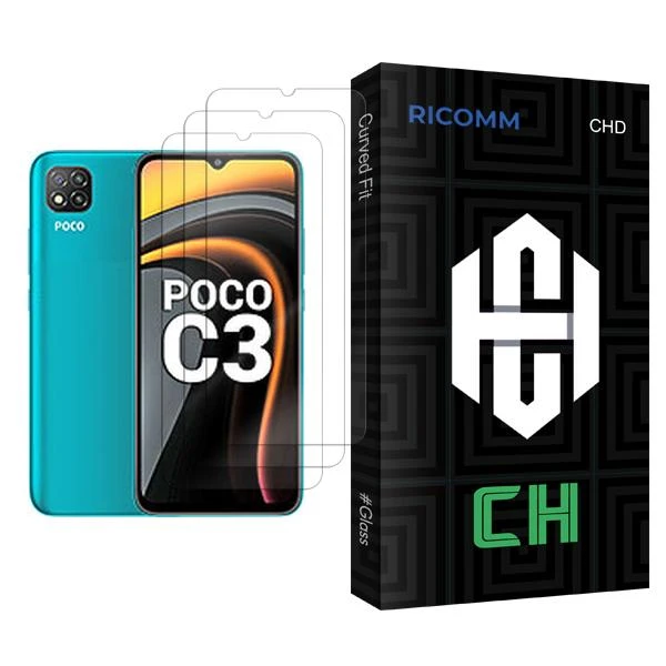 محافظ صفحه نمایش ریکام مدل CH Glass MIX003 مناسب برای گوشی موبایل شیائومی Poco C3 بسته سه عددی