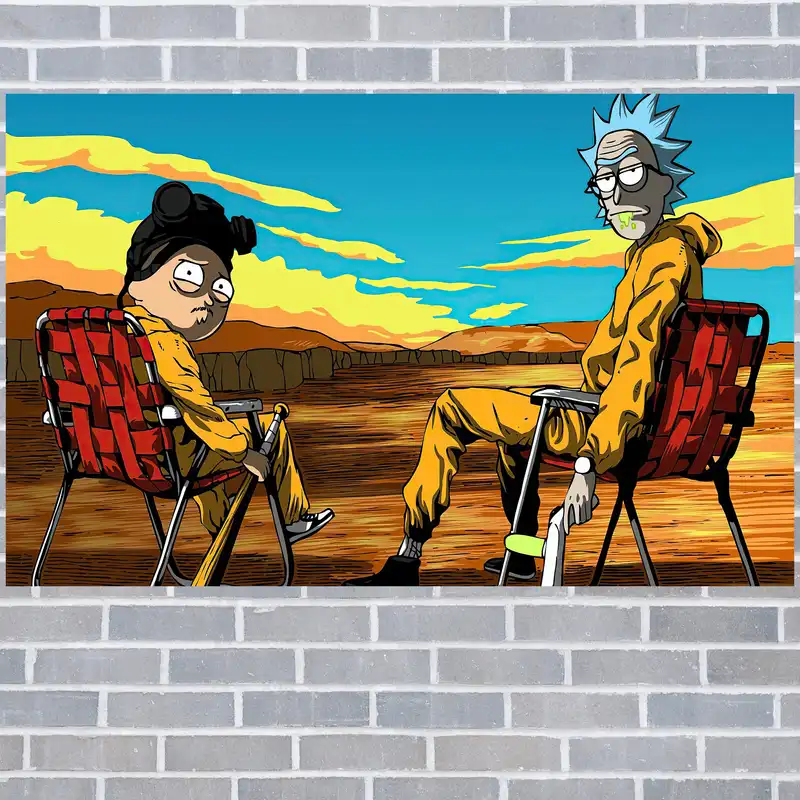 تابلو شاسی مدل گیمینگ طرح پوستر باکیفیت سریال ریک و مورتی سبک برکینگ بد rick & morty کد 1078