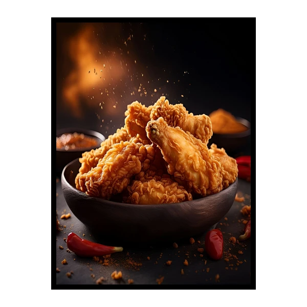 تابلو نوری بکلیت طرح غذا و رستوران فست فود مرغ سوخاری مدل B-bu7501 فریم مشکی